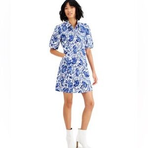 Charter Club Blue and White Floral Mini Dress